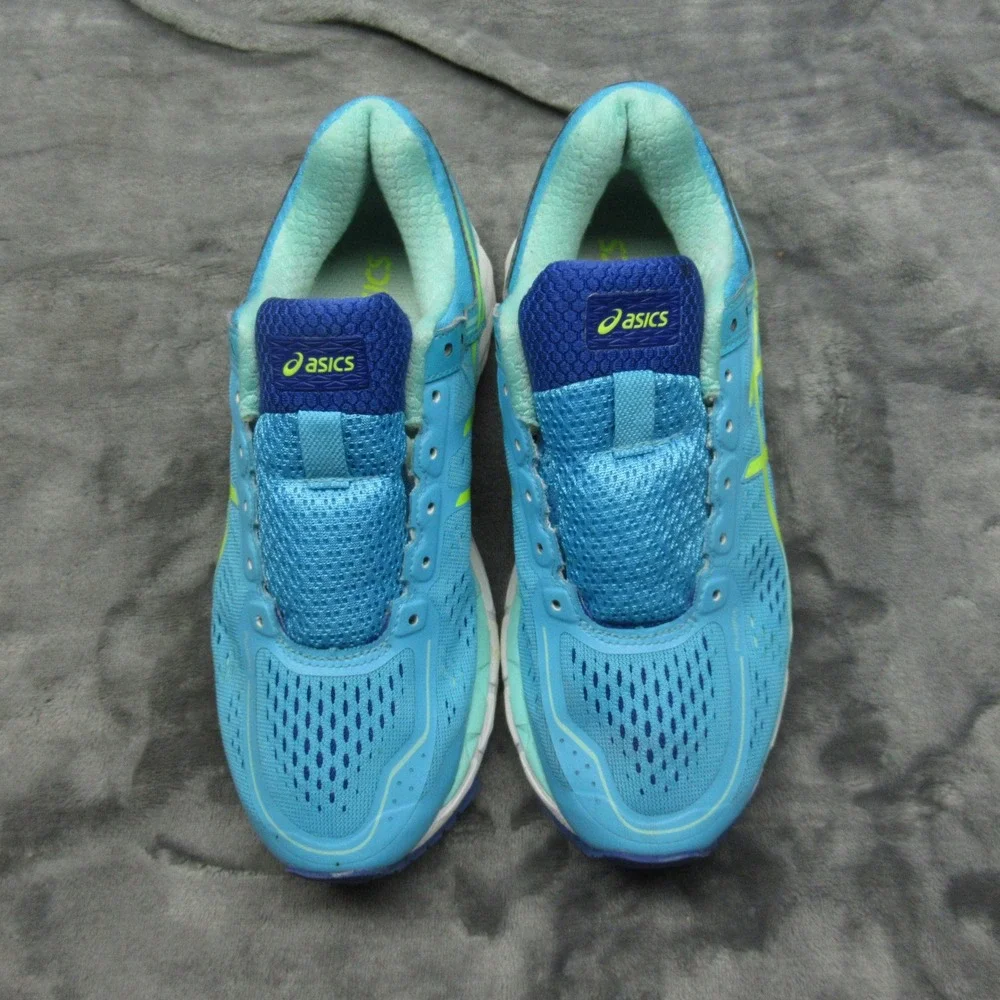Asics Gel Running Shoes Womens 7 Teal Yellow Kayano Fluid Ride Cushioned Comfort
